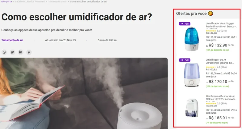magazine luiza indicação e vendas orgânicas