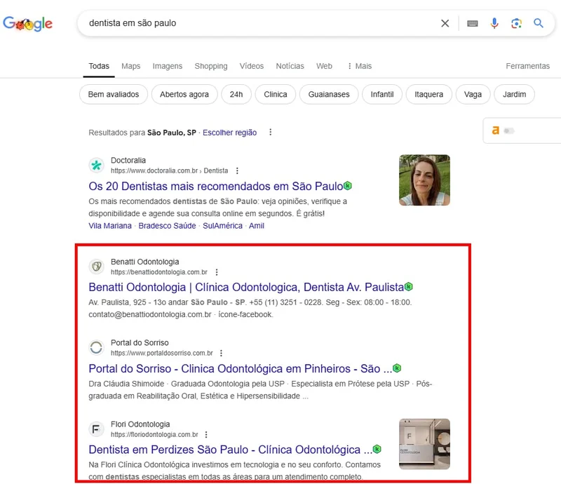 resultados de busca seo