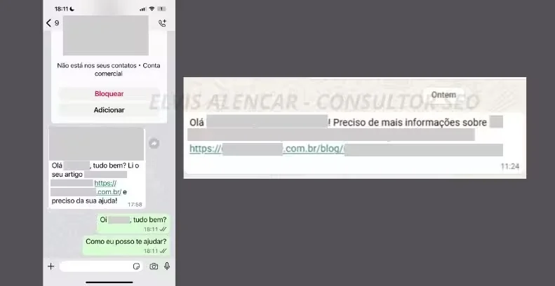 Mensagens de WhatsApp de pais que leram artigos do blog de maternidade e parentalidade e pediram ajuda